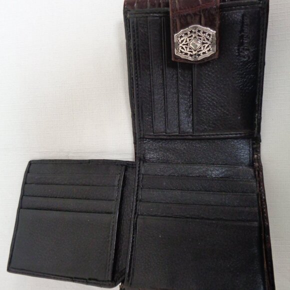 BRIGHTON Vintage Croc Embossed Wallet Snap Bifold - Picture 2 of 13